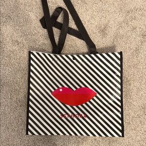 Sephora Diagonal Stripe Tote with Lip Design